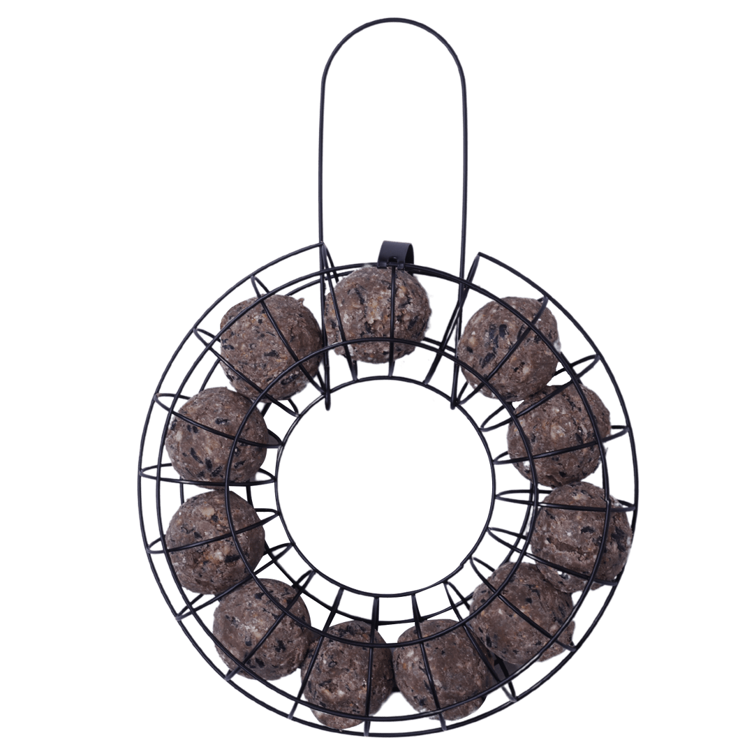 Vogelfutterring für Meisenknödel - schwarzes Metall